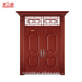 twin steel door embossing main front design entry double door with wear-resistant and watertight